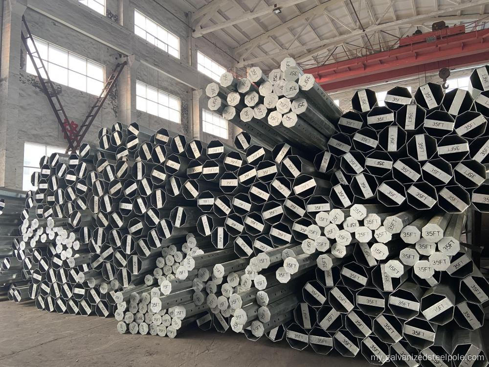 35ft Hot Dip Galvanized ဖြန့်ဖြူးသံမဏိတိုင်