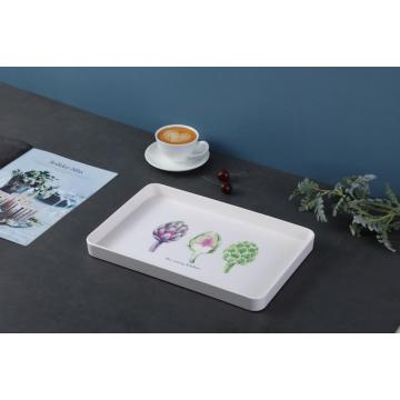 plastic rectangular serving tray with print