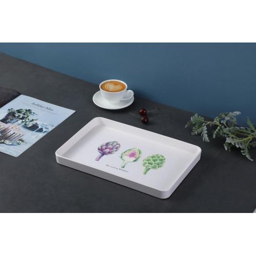 plateau de service rectangulaire en plastique avec impression