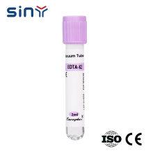 Tubo de coleta de sangue EDTA K2 de 2 ml