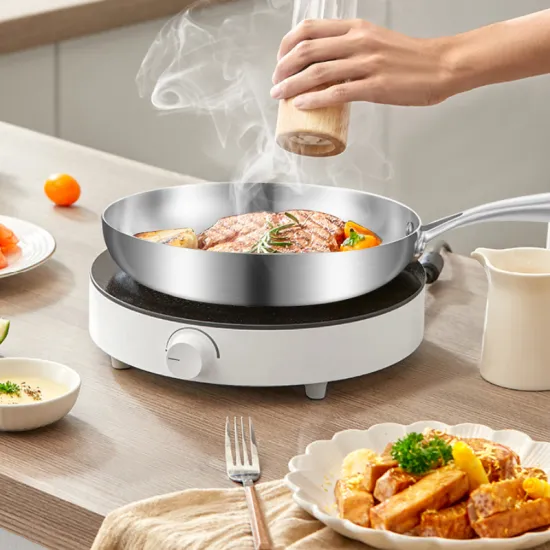 New Metal Griddle Saute Pan: Chinese Flat Non-Coating Stainless Steel Fry Pan