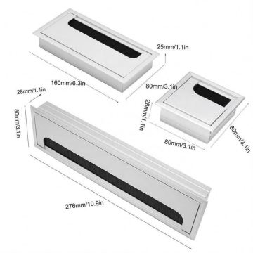 Rectangular Aluminum Alloy Table Wire Cover Box for Office Workstation Division