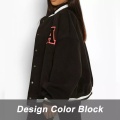 Regular Black Women's Baseball Jacket