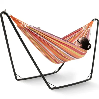 Indoor Outdoor Space Saving Steel V-Stand 2 Person Hammocks with Stand Included