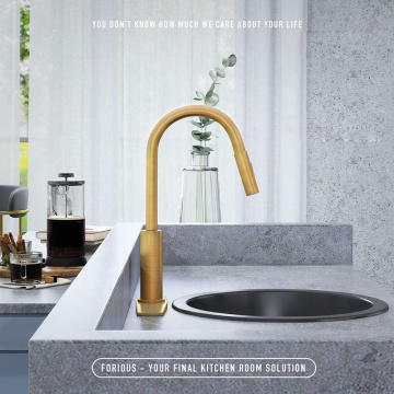 New Polished Brushed Gold Brass Kitchen Tap Faucet
