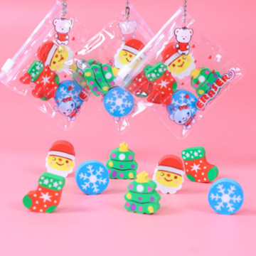 Cute Stationery: Santa Claus and Snowflake Pencil Erasers for Kids' Party Events