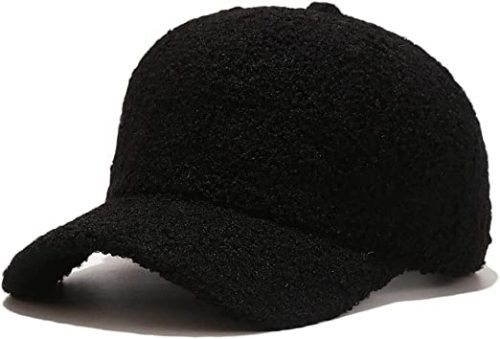 Winter Baseball Cap for Women Fleece Solid Color