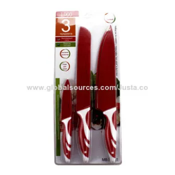 Kitchen Knife Set, Made of PP + TPR Handle, Coating Blade, Colorful Knife