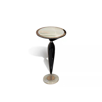 Stainless Steel Small Round Table with Marble Top - Nordic American Design