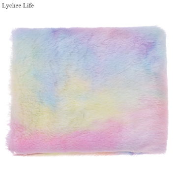 Lychee Life Rainbow Color Winter Plush Fabric DIY Home Textile Clothes Toy Crafts Sewing Artificial Fur Fabric