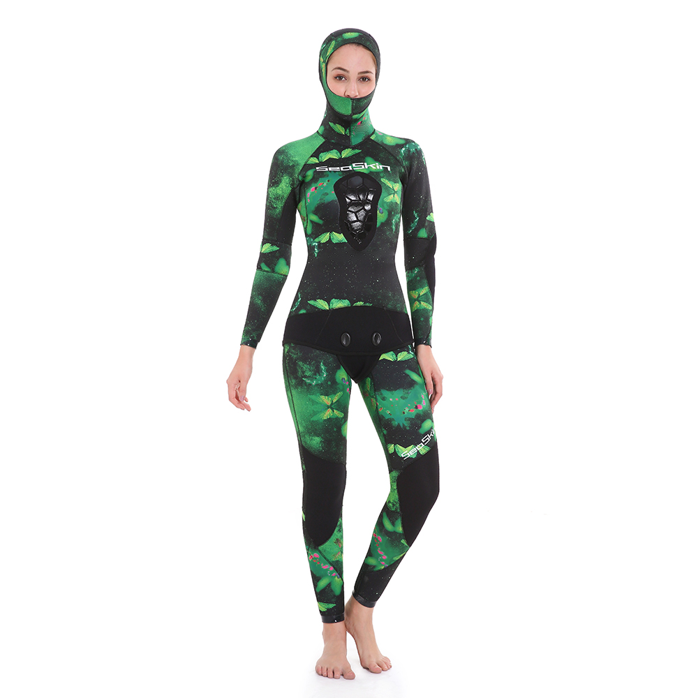 Seaskin Ladies สองชิ้น Camo Neoprene Spearfishing Wetsuits