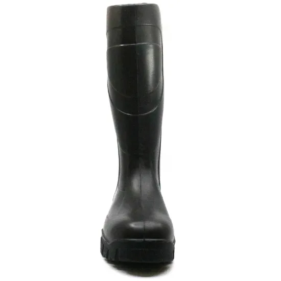 Black waterproof oil slip resistant PU rain boots