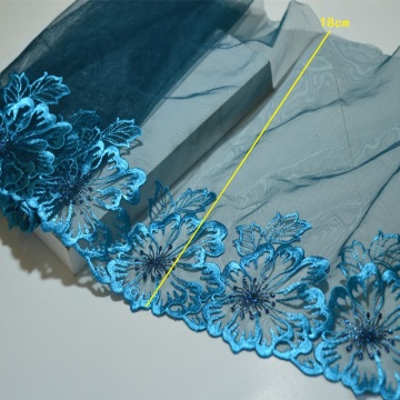 Broderie en dentelle à motif floral bleu de haute qualité