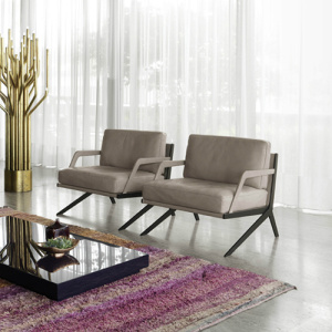 Metallrahmen Leder Kissen Sessel Sofa Set