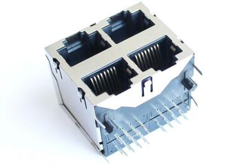 2 X 2 Port Stacked Rj45 Modular Phone Jack Shielded Connectors Si-30163-f