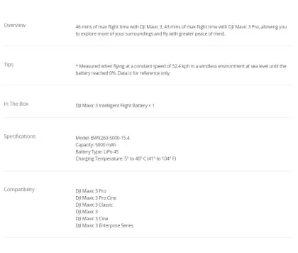 Mavic 3 Series Intelligent Flight Battery,Mavic 3 Pro,Mavic 3 Pro Cine, Mavic 3 Classic, Mavic 3 Cine, Mavic 3 Enterprise Series