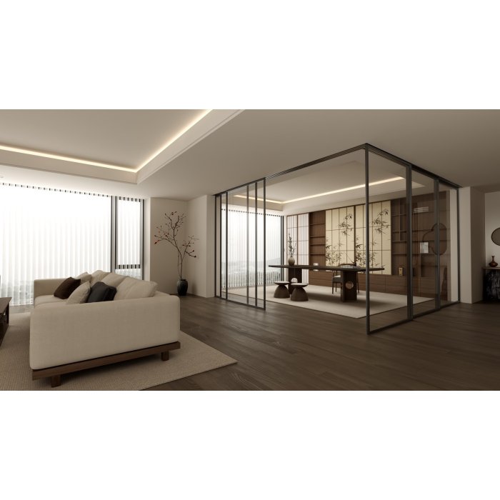 Nenhuma porta deslizante de alumínio com trilho inferior sem costura