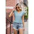 Tank Top Ruffle Sleeve V-neck Loose
