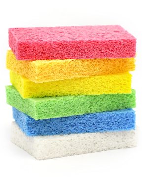 6-Piece BONNO Custom Set: Heavy Duty Compressed Cellulose Cleaning Sponges for Dishes and Kitchen Scrubbing