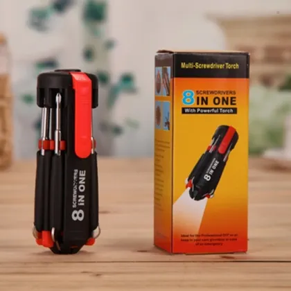 Eight-in-One Screwdriver with LED Flashlight