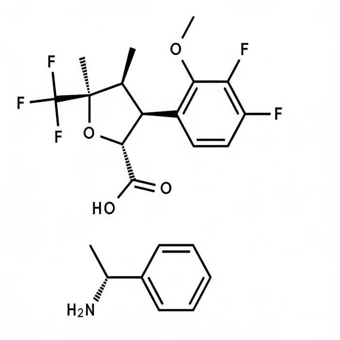 Ácido (2R,3S,4S,5R)-3-(3,4-difluoro-2-metoxifenil)-4,5-dimetil-5-(trifluorometil)tetrahidrofuran-2-carboxílico (R)-1-fenileto