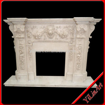High Quality French Style Stone Marble Fireplace Mantel With Statue