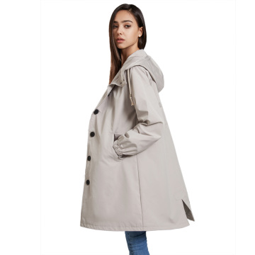 Autumn Winter Waterproof Hooded Windbreaker for Women