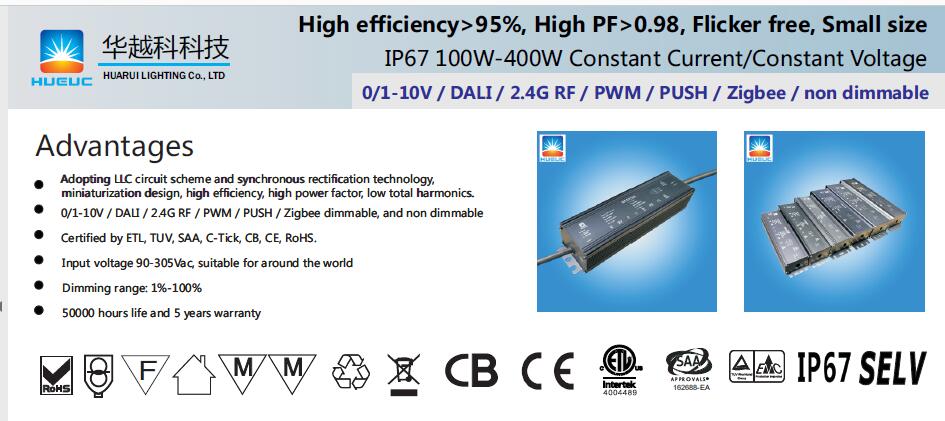 DALI 150W flicker free led driver