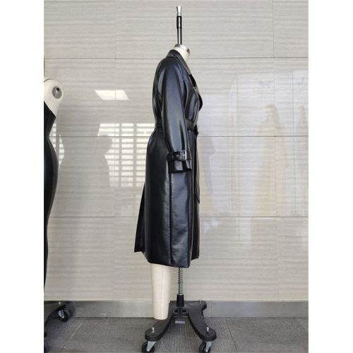Ladies 100% PU Smooth Black Waterproof Trench Coat