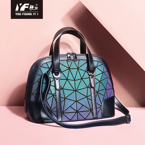 2021 Latest Ins Trend Glow-Back Handbag untuk Laies Laser Geometric Tangan Bag bercahaya PU Beg Bahu Kasual untuk Wanita Girl
