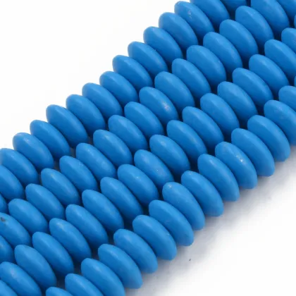PandaHall Handmade Polymer Clay Beads: Royal Blue Lat Round Strands