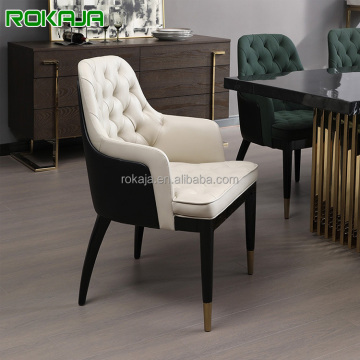 Sedie da pranzo in tessuto design minimalista con gambe in legno massiccio per ristoranti e hotel