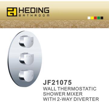 Wall thermostatic shower mixer with 2-way diviter