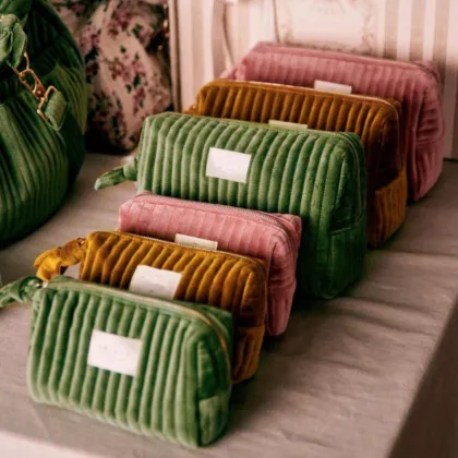 Novation Multi-Color Luxury Velvet Makeup Bag for Women
