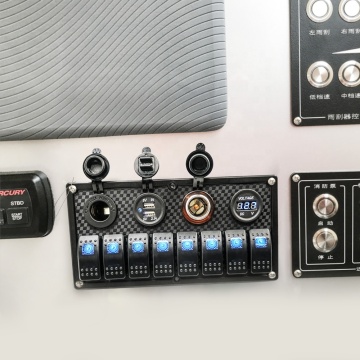 Genuine Marine Waterproof Rocker Switch Panel with Digital Voltage Display and Dual USB Charging