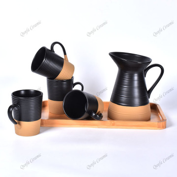 Set mit 5 Keramik-Wasser-Milchkrug-Krug