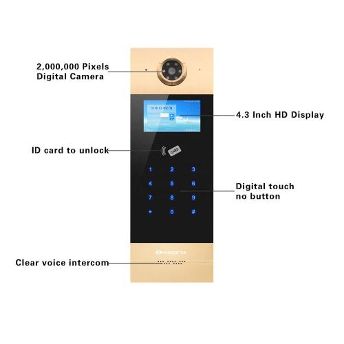 Video Door Calling System 1080P With 4.3 Inch Video Door Phone Factory