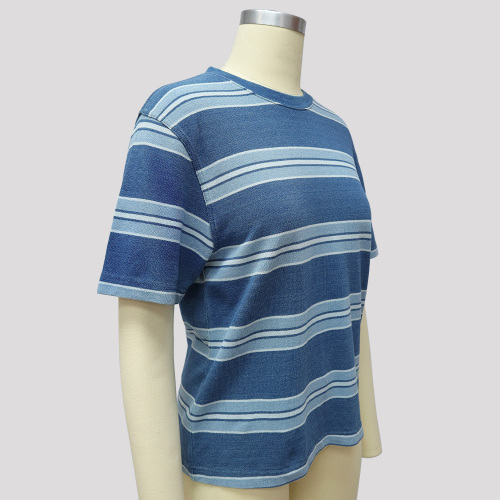 Denim striped t shirt outfit womens