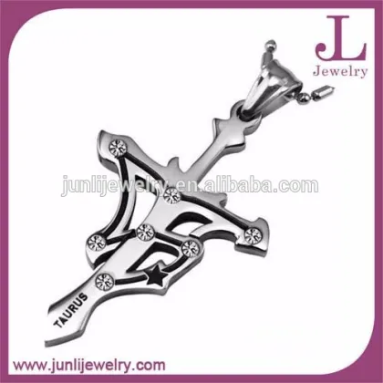 Junli Jewelry Fashion Cross Pendant Stainless Steel Silver Taurus Pendant