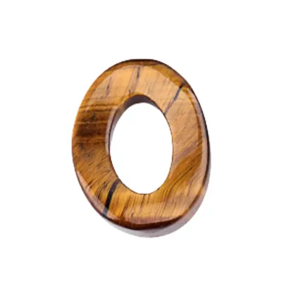 Yellow Tiger Eye Stone Twist 18x23mm QQ Circle & Hollow Oval Pendant Beads