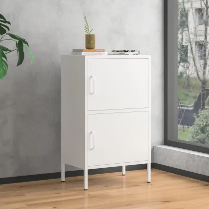 Metal Iron Household Storage Cabinet: 2 Door Side Cabinet & Cupboard