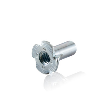 Zinc Plated Stainless Steel Furniture T-Nuts (M6, M8, M10) - 4 Prong DIN 1624 Four Claw Nuts