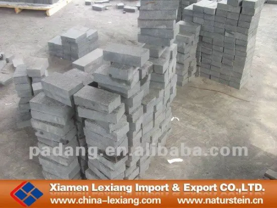 Black granite block paving