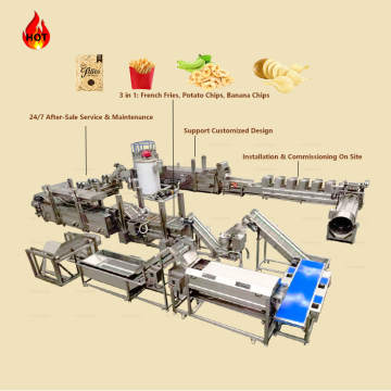 Otomatik 500kg/s Yarı Pişmiş Cassava Patates Dondurulmuş Patates Kızartması Üretim Hattı