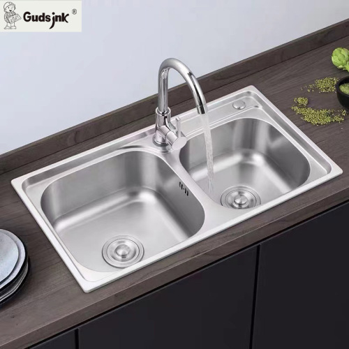 Stainless Steel Handmade Double Basins Kitchen Sink