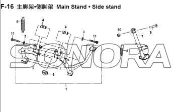 F-16 Main Stand • Side stand XS150T-8 CROX For SYM Spare Part Top Quality