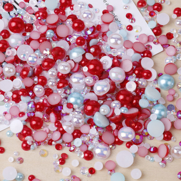 Customizable WHATSTONE Pearls and Rhinestones in Mix Sizes and Colors (3mm-10mm) - ABS Half Round Pearl Flat Back Transparent Resin Rhinestone