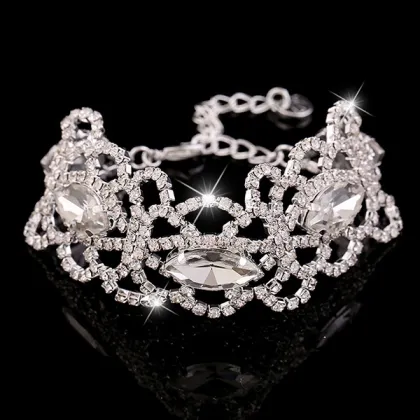 New Design Crystal Diamond Bracelet Adjustable Flower Bangle