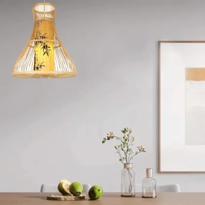 Bamboo Lantern Pendant Light with Bamboo