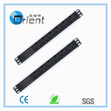 19 inch South Africa type 6ways PDU with surge protector for cabinet (power distribution unit)
